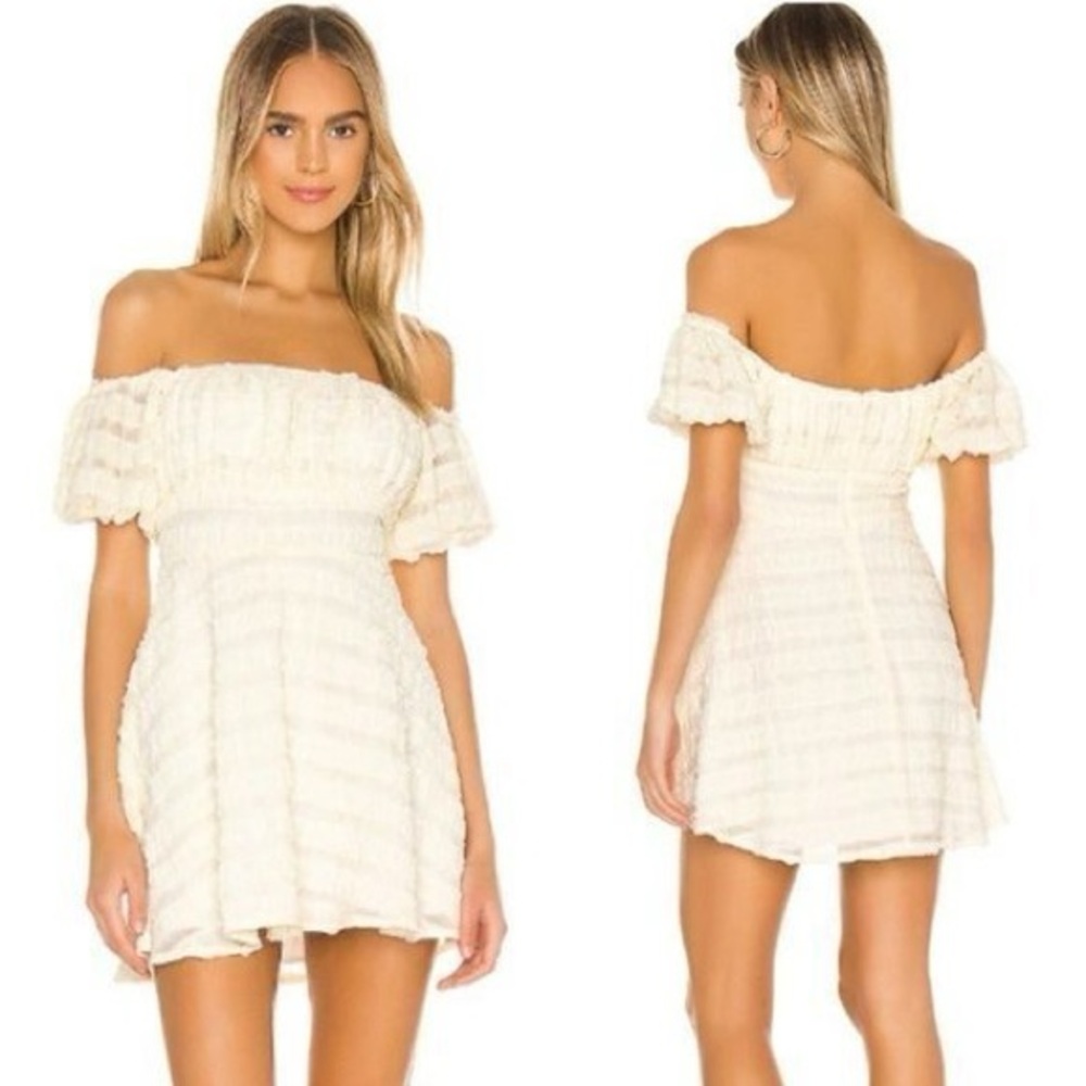 MAJORELLE x Revolve Ivory Puff Sleeve Dress
